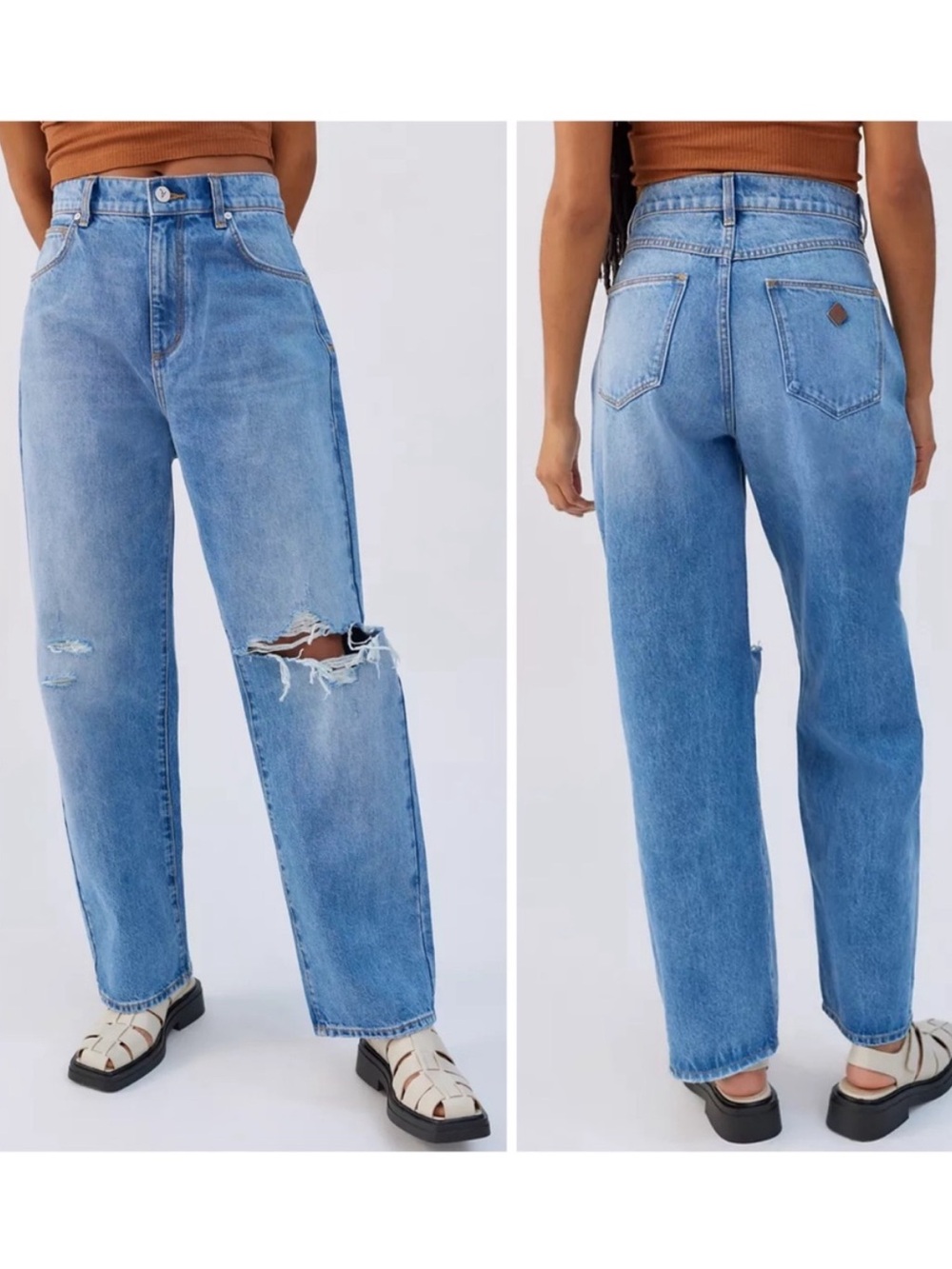 ABRAND A Slouch Mid Rise Straight Leg Jean In Ariel Blue. Size 32